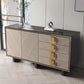 Scheda laterale Glam 4-Drawer Abbazzine nera a 2 porte con base di metallo