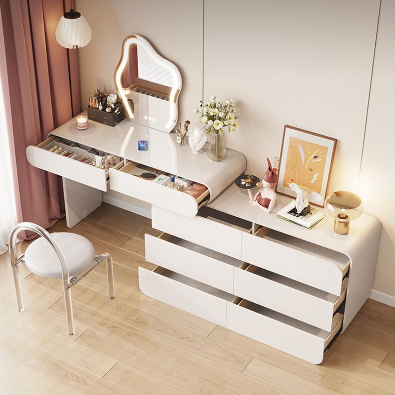 White Make-up 15.74" Wide Vanity Makeup Vanity Desk Table with Drawers