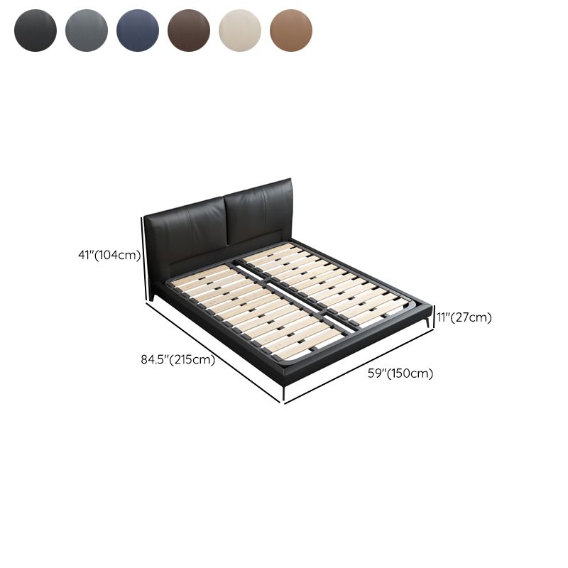 Zeitgenössisches gepolstertes Standardbett, rechteckiges Kopfteilbett