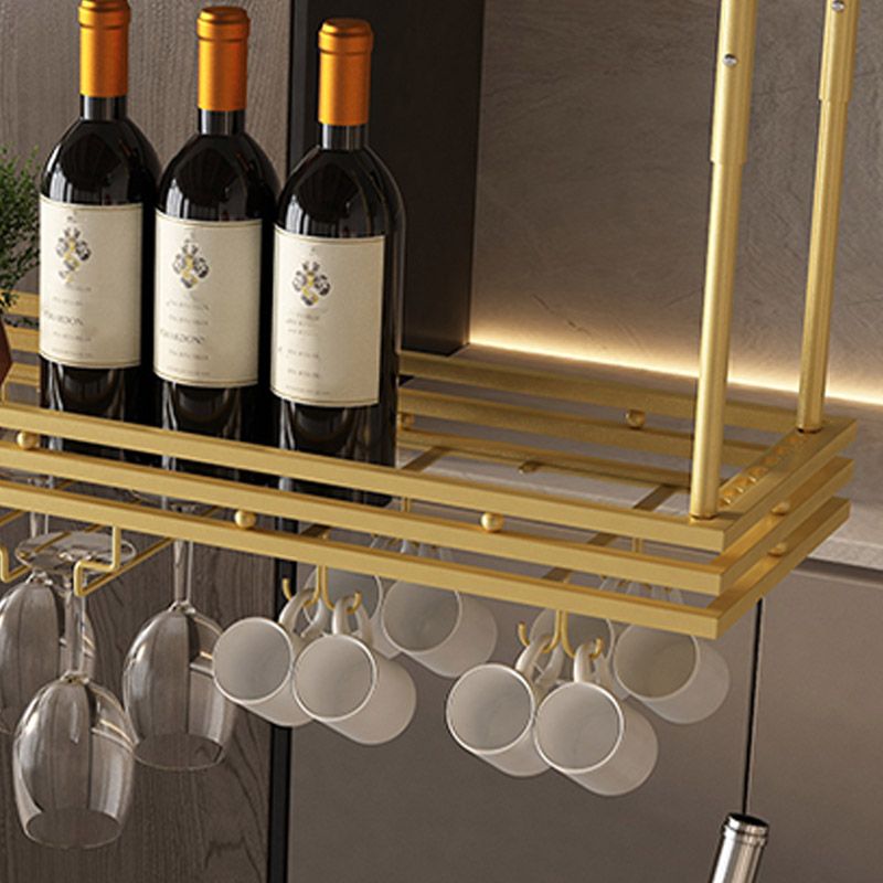 Hanging Wine Rack Metal Wine Bottle & Glass Rack for Dining Room