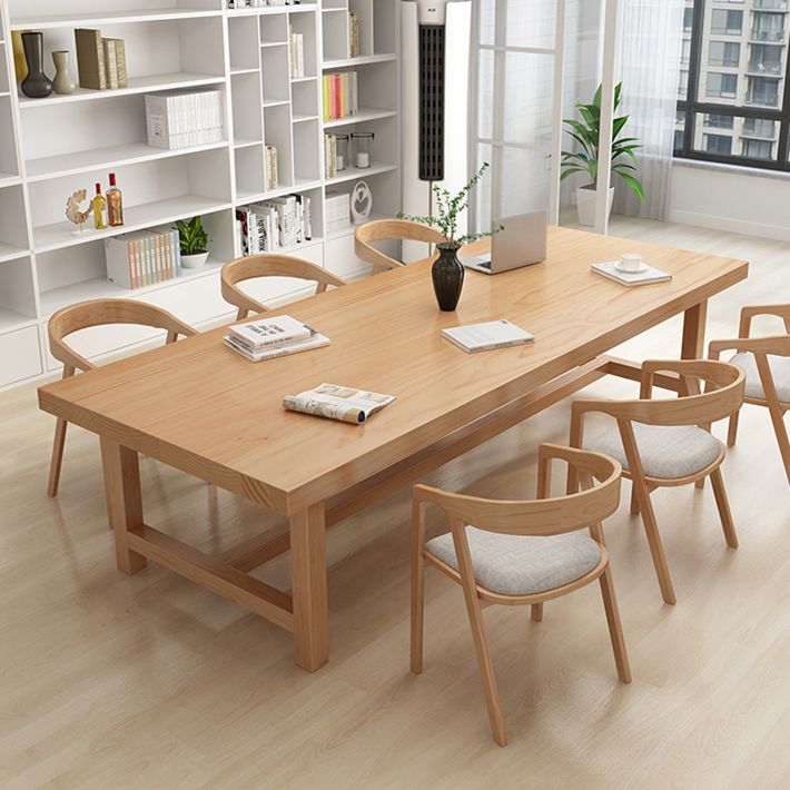 Rectangle Industrial Dining Room Table Pine Solid Wood Table with Trestle Base Clearhalo ' dining_table' 'Dining Tables & Seating' 'Dining Tables' 'furn' 'furn_dining_table' 'Furniture' 'furniture_dining_table' 'Kitchen & Dining Furniture' 'kitchen&dining_furn' 'kitchen' 'kitchen_dining_table' 1200x1200_773d3858-1198-465e-8c50-be864c19d4d3