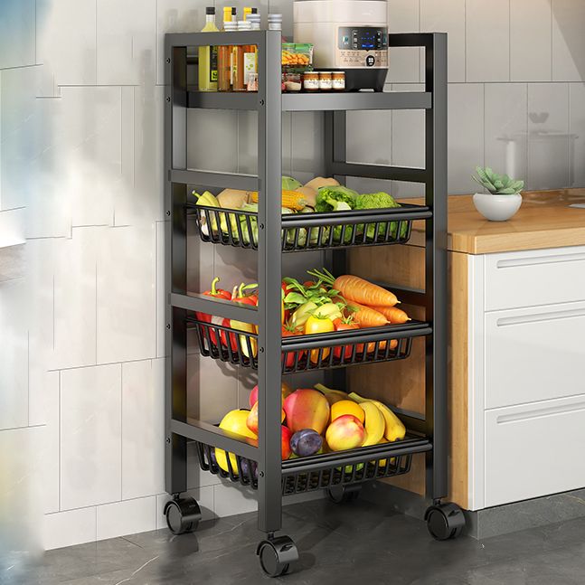 Metal Modern Prep Table Open Storage Home Dining with Basket Prep Table Clearhalo 'furn' 'furn_kitchen_islands_carts' 'Furniture' 'Kitchen & Dining Furniture' 'Kitchen Islands & Carts' 'kitchen_islands_carts' 1200x1200_77438be0-4b2d-47c1-ae55-a5b999364f10