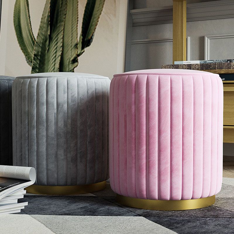 Solid Color Flannel Standard Stool Modern Style Simple Round Stool Clearhalo 'furn' 'furn_ottomans_poufs' 'Furniture' 'Living Room Furniture' 'Ottomans & Poufs' 'ottomans_poufs' 1200x1200_77460713-29bf-4f02-86c6-4f046c4bda8d