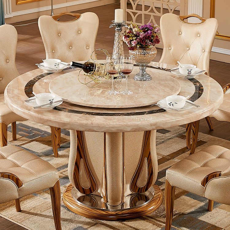 Table à manger en faux marbre, table de dîner sur pied rond pour salle à manger