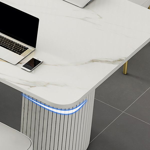 Escritorio de oficina curvado de piedra contemporánea 29.53 pulgadas de altura