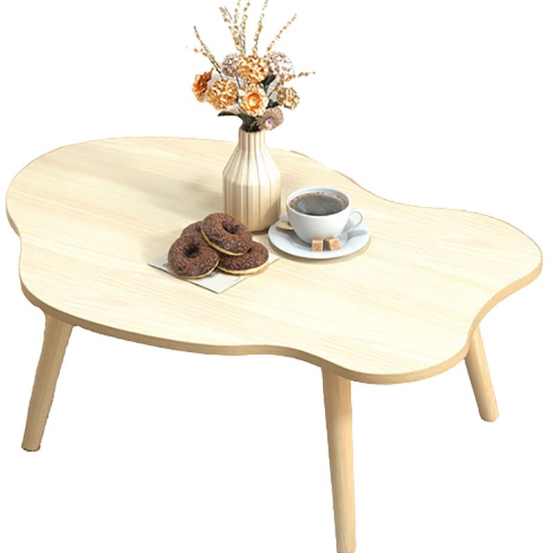 Modern Wooden Free Form Coffee Table with 4 Natural Wooden Legs