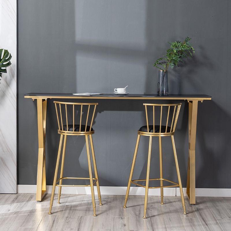 Stone Bar Table Glam Rectangle Bar Dining Table with Double Pedestal for Living Room Clearhalo 'Bar Furniture' 'Bar Tables' 'bar_tables' 'furn' 'furn_bar_tables' 'Furniture' 'Kitchen & Dining Furniture' 1200x1200_7749b554-b588-4b51-9e6d-32f5a2abae11