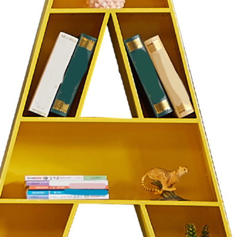 Contemporary Closed Back Bookshelf Metal English Alphabet Shelf