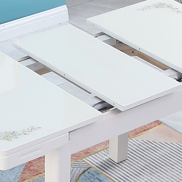 Eigentijdse uitbreidbare rechthoekige glazen eettafel met 4 poten