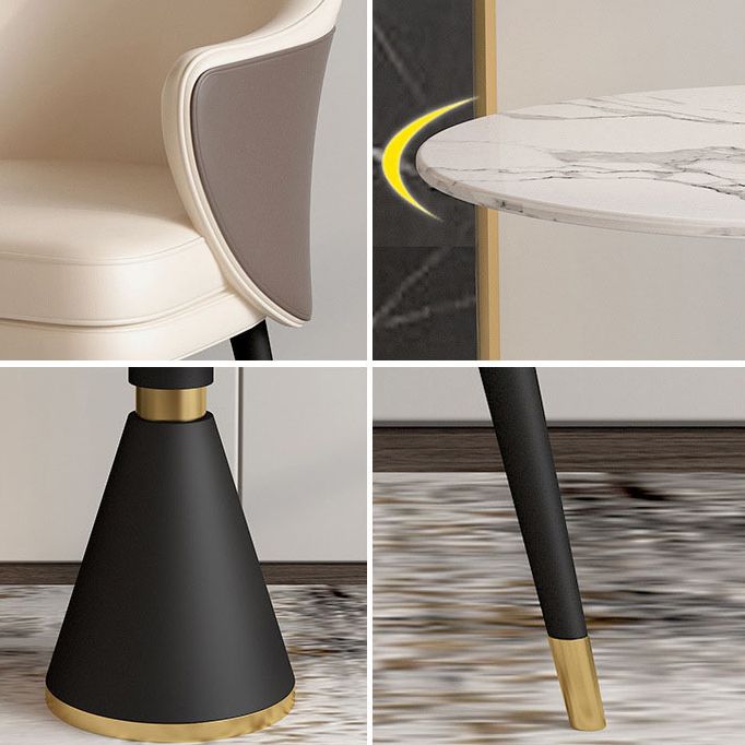 Modern Style Sintered Stone White Dining Room Set with Round Table Formal Dining Table Furniture Clearhalo 'Dining Room Sets' 'Dining Tables & Seating' 'dining_room_set' 'furn' 'furn_dining_room_set' 'Furniture' 'furniture_dining_room_set' 'Kitchen & Dining Furniture' 'kitchen&dining_furn' 'kitchen' 1200x1200_774cd5fe-df2a-4df3-adce-fdafef70feb0