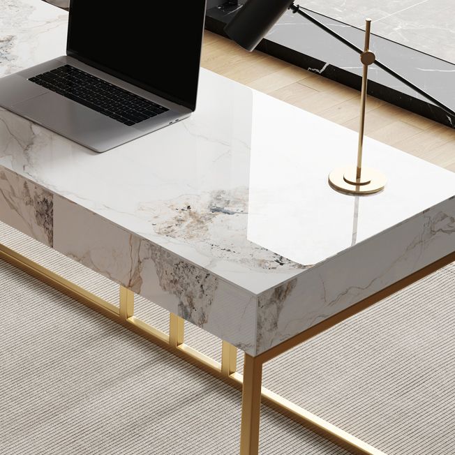 Escritorio de oficina de Stone Glam 23.62 "W escritura de escritura de acero inoxidable con 3 cajones