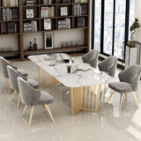 Escritorio de oficina curvado de glamour de mármol blanco escritorio de escritura con patas de metal