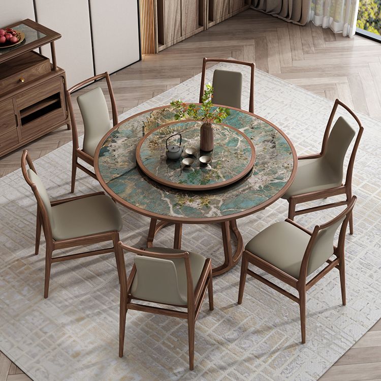 Round Dining Table Modern Wood Pedestal Base Dining Table for Kitchen