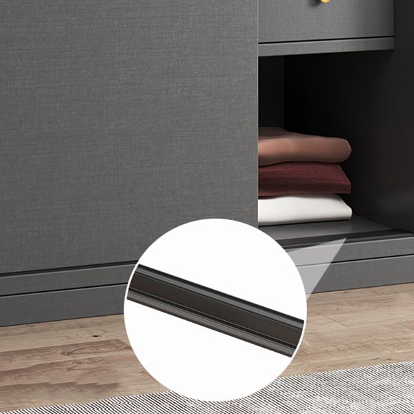 Modern Artificial Wood Wardrobe Armoire Freestanding Wardrobe in Black