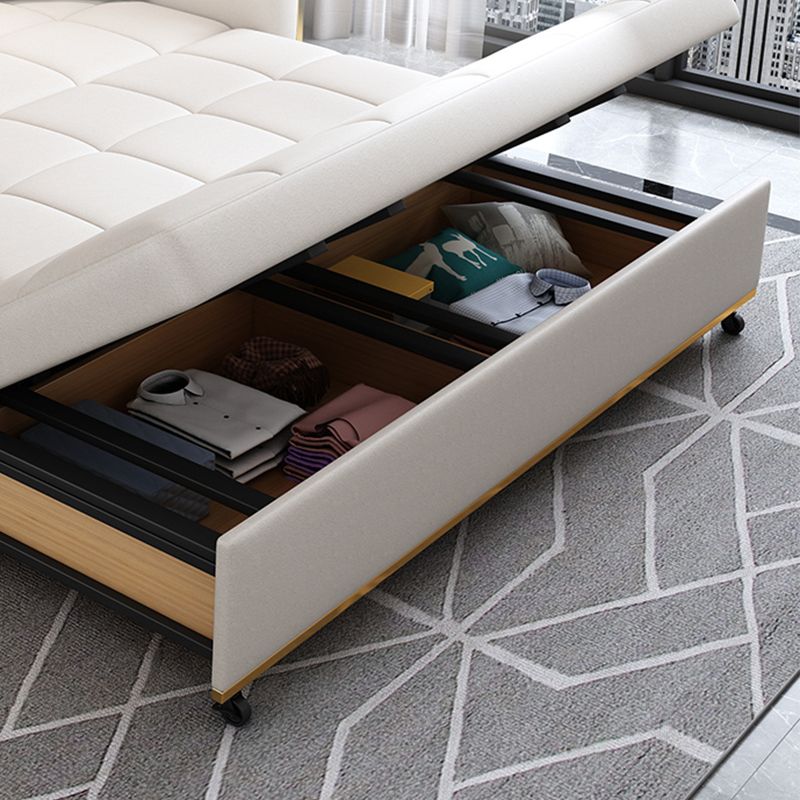 31.49" Tall White Sleeper Sofa Glam Style Biscuit Back Sofa Bed Clearhalo 'furn' 'furn_futons' 'Furniture' 'Futons & Daybeds' 'Futons' 'Living Room Furniture' 1200x1200_77506d91-cd32-4b88-9959-fe4552fd7ed7