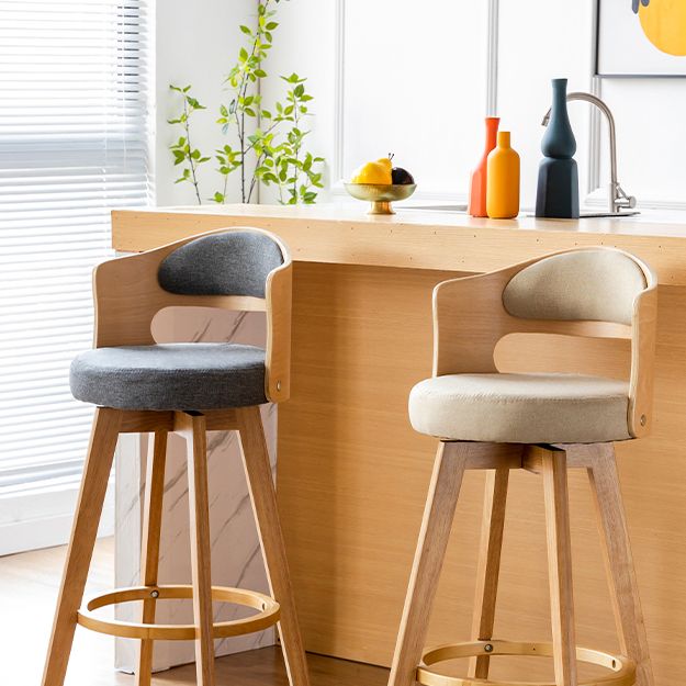 Scandinavia Style Bar-stool Wooden Legs Round Seat Barstool for Bar Kitchen Clearhalo 'Bar Furniture' 'Bar Stools' 'bar_stools' 'furn' 'furn_bar_stools' 'furniture_bar_stools' 'Kitchen & Dining Furniture' 'kitchen&dining_furn' 'kitchen' 'kitchen_furn' Furniture' 1200x1200_775121b4-b10a-4664-82c1-8bde891addbc