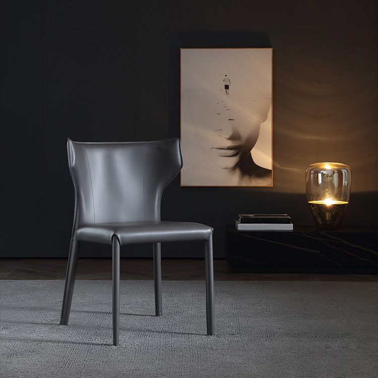 Moderne lederen eetstoelen stoelen Wingback zijstoel voor restaurantgebruik