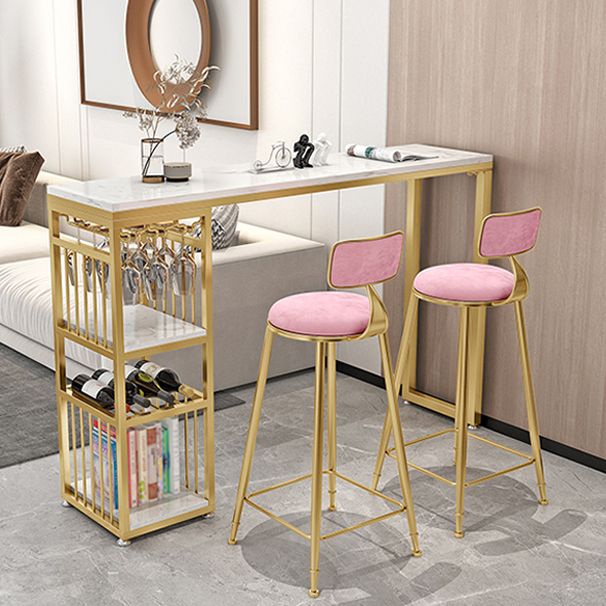 Modern Rectangle Bar Dining Table with Shelves Bar Height Pub Table with Iron Base Clearhalo 'Bar Furniture' 'Bar Tables' 'bar_tables' 'furn' 'furn_bar_tables' 'Furniture' 'furniture_bar_tables' 'Kitchen & Dining Furniture' 1200x1200_77584b57-62d8-4e66-a631-3e4192321147