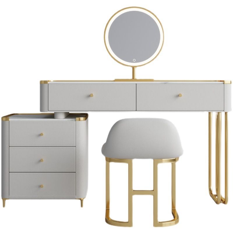 Bureau de vanité en verre de 15,74 "avec 5 tiroirs de rangement