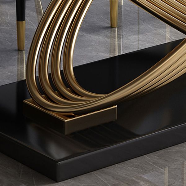 Set da pranzo da 1/5/7 PC con tavolo da dinette in pietra bianca lucida e sedie imbottite