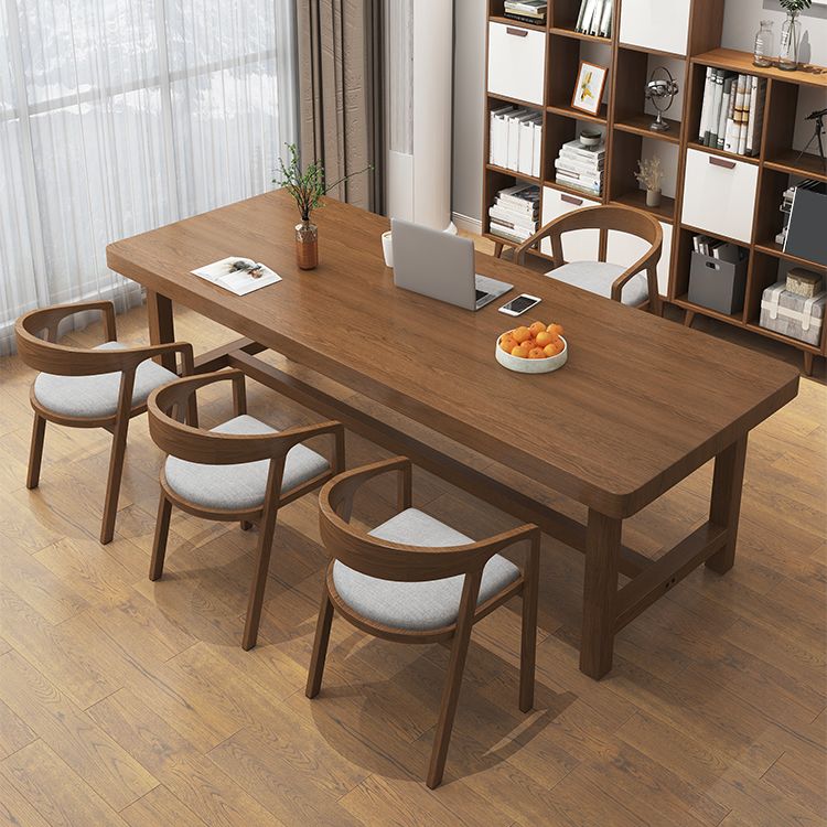 Contemporary Solid Wood Writing Desk 29.53" Tall Rectangle Office Desk with H-Shape Base Clearhalo 'furn' 'furn_office_desk' 'Furniture' 'Office Desks' 'Office Furniture' 'office_desk' 1200x1200_775d587e-c83c-4aa5-a264-42a77b4b8e50