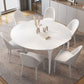 Contemporary White Round Stone Dining Table with 4 Steel Foot Clearhalo 'Dining Tables & Seating' 'Dining Tables' 'dining_table' 'furn' 'furn_dining_table' 'Furniture' 'Kitchen & Dining Furniture' 1200x1200_775e269d-7df0-45f9-a577-b8e2df116c1e