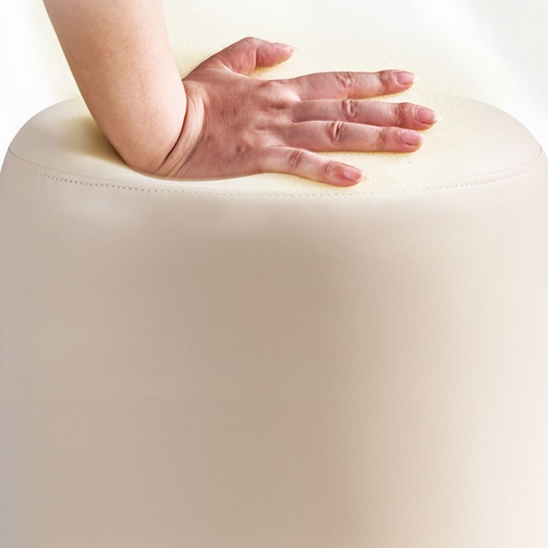 Modern Cylinder Shape Pouf Chair Contrast Color PU Leather Water Resistant Boucle Pouf