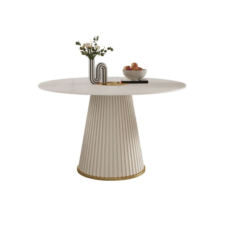 Ronde eettafel met witte basis, moderne stenen tafel voor de keuken