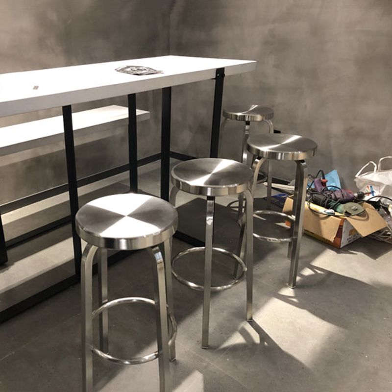 Silver Industrial 29.5" H Barstool Glossy Stainless Steel Brushed Tall Stool 1 Piece Clearhalo 'Bar Furniture' 'Bar Stools' 'bar_stools' 'furn' 'furn_bar_stools' 'furniture_bar_stools' 'Kitchen & Dining Furniture' 'kitchen&dining_furn' 'kitchen' 'kitchen_furn' Furniture' 1200x1200_775f9d8c-ba33-4b67-be78-9d300014e7b3