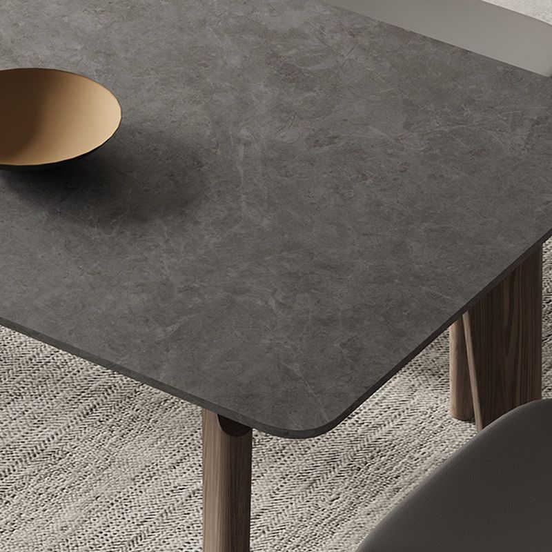 Modern 1/4/5/6 Pieces Rectangle Dining Set Sintered Stone Top Solid Wood Table Set Clearhalo 'Dining Room Sets' 'Dining Tables & Seating' 'dining_room_set' 'furn' 'furn_dining_room_set' 'Furniture' 'Kitchen & Dining Furniture' 1200x1200_775fe0ec-8b01-41e2-ba51-95152dc63e78