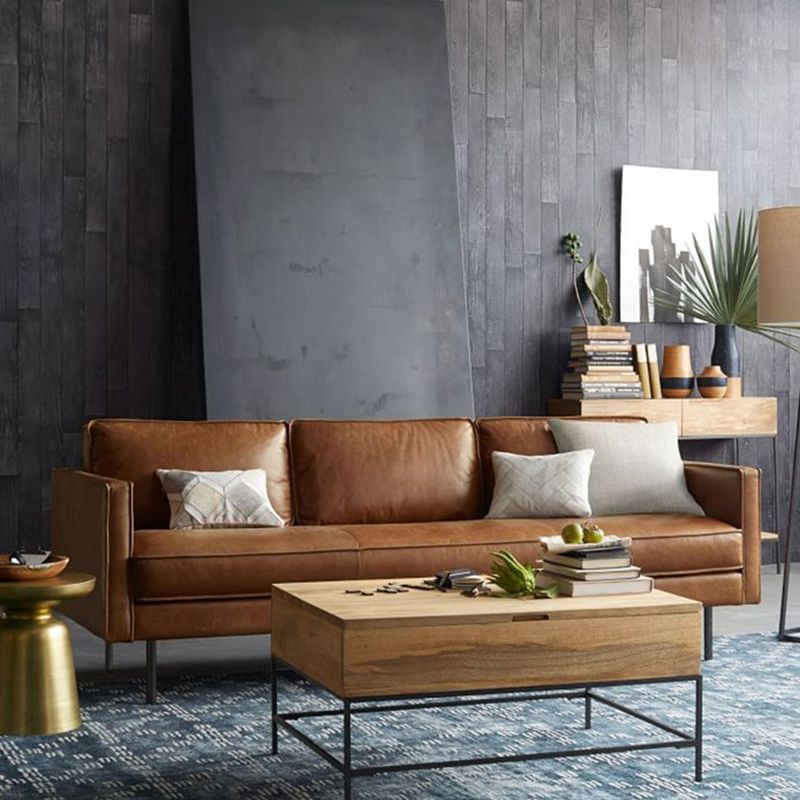 Brown Leather Settee Furniture Loose Back Square Arm Loveseat Clearhalo 'furn' 'furn_sofas' 'Furniture' 'furniture_sofas' 'kitchen' 'kitchen_sofas' 'Living Room Furniture' 'Sofa' 'sofas' 1200x1200_7761a613-291c-4016-91c6-c7b9f9ebb18a