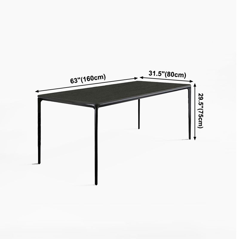 Sintered Stone Dining Table Industrial Style 4 Legs Base Rectangle Table for Home in Black Clearhalo ' dining_table' 'Dining Tables & Seating' 'Dining Tables' 'Furniture' 'furniture_dining_table' 'Kitchen & Dining Furniture' 'kitchen&dining_furn' 'kitchen' 'kitchen_dining_table' 1200x1200_7762b807-a221-420e-ba1a-747bb8de10d7