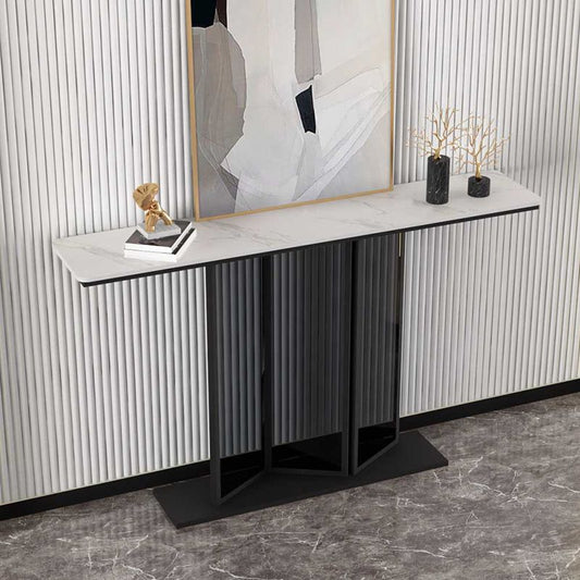 11.81" W Modern Console Table Stone Rectangle Accent Table for Hall