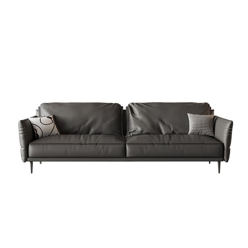 Panchina del divano resistente al braccio quadrato contemporaneo in pelle con cuscini