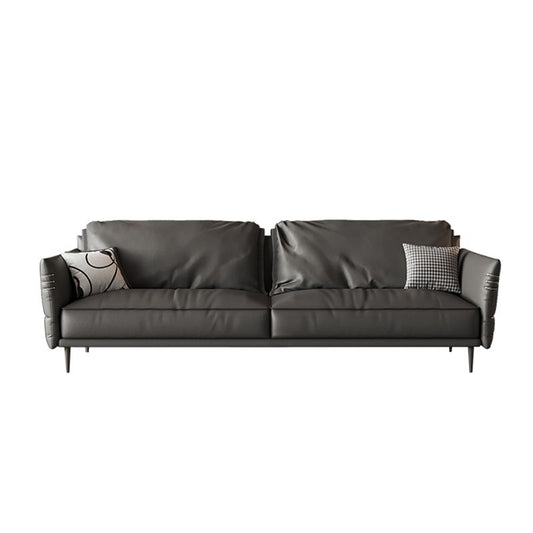 Panchina del divano resistente al braccio quadrato contemporaneo in pelle con cuscini