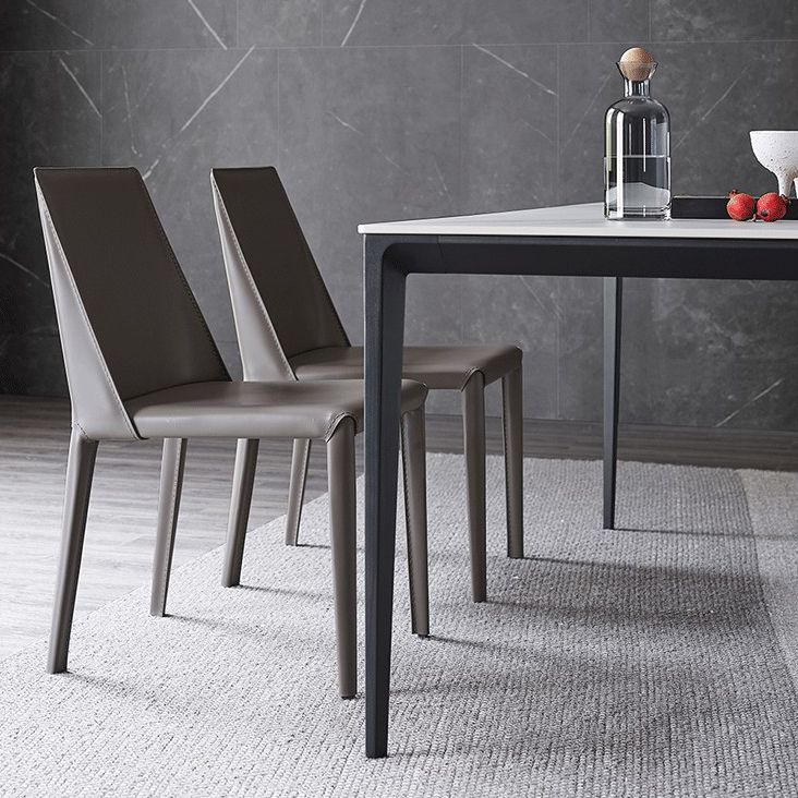 Simple Kitchen Rectangle Shape Dining Table Sintered Stone Top Dining Table with 4 Legs Base Clearhalo ' dining_table' 'Dining Tables & Seating' 'Dining Tables' 'furn' 'furn_dining_table' 'Furniture' 'furniture_dining_table' 'Kitchen & Dining Furniture' 'kitchen&dining_furn' 'kitchen' 'kitchen_dining_table' 1200x1200_77665461-7489-4eb0-8c6d-19ea3b7a8391