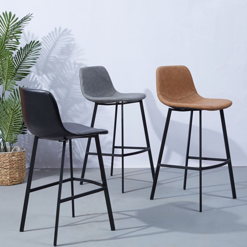 PU Leather Barstools Industrial Living Room Black Bar and Counter Stool Clearhalo 'Bar Furniture' 'Bar Stools' 'bar_stools' 'furn' 'furn_bar_stools' 'furniture_bar_stools' 'Kitchen & Dining Furniture' 'kitchen&dining_furn' 'kitchen' 'kitchen_furn' Furniture' 1200x1200_77668f1f-6e61-4aea-9c9c-0ba15d727e9e