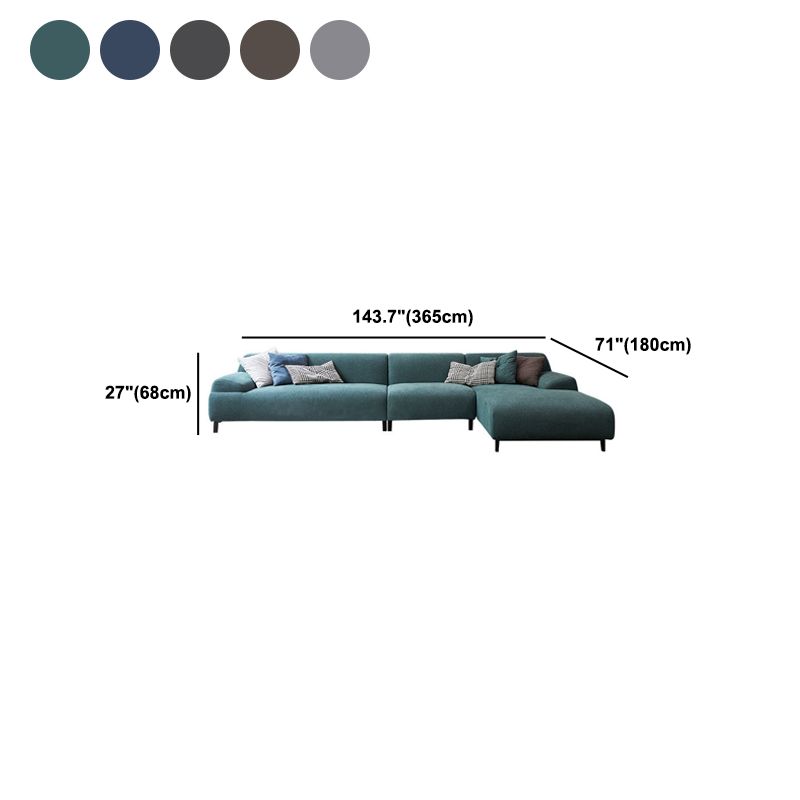 L-shape 4-seater Fabric Sectional Recessed Armed Sectional Sofa