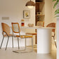 Mesa de comedor con pedestal doble blanco Mesa de comedor moderna con tapa de piedra