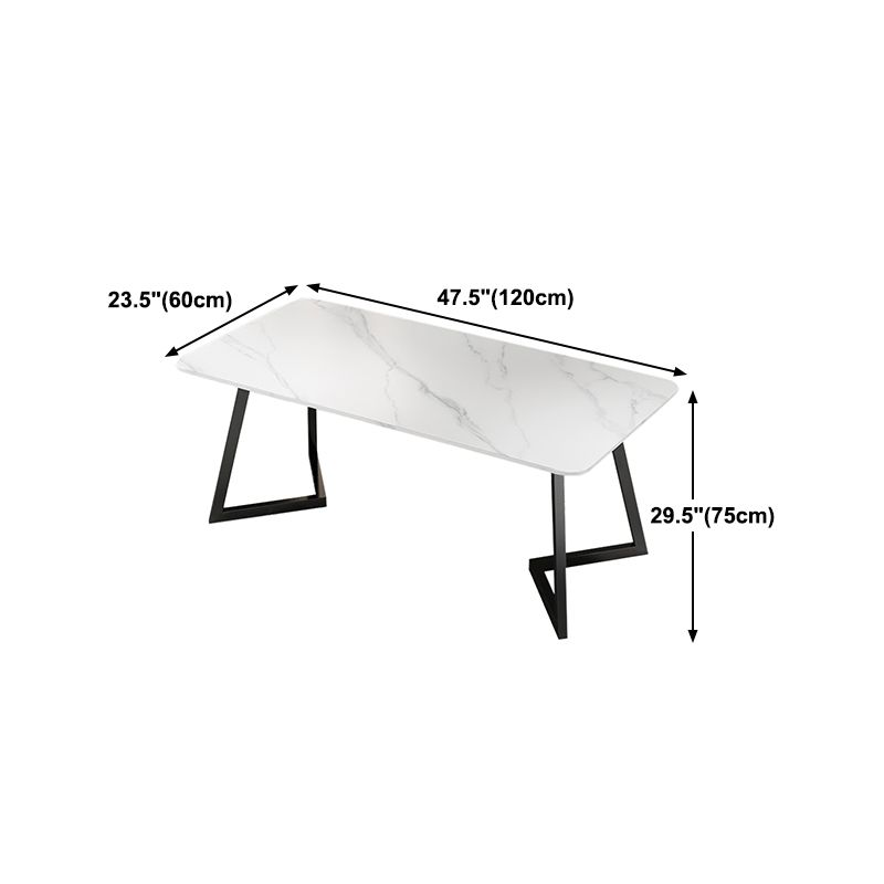 Set tavolo da pranzo moderno rettangolare Set dinette da 1/2/5/7 pezzi con piano in pietra sinterizzata bianca