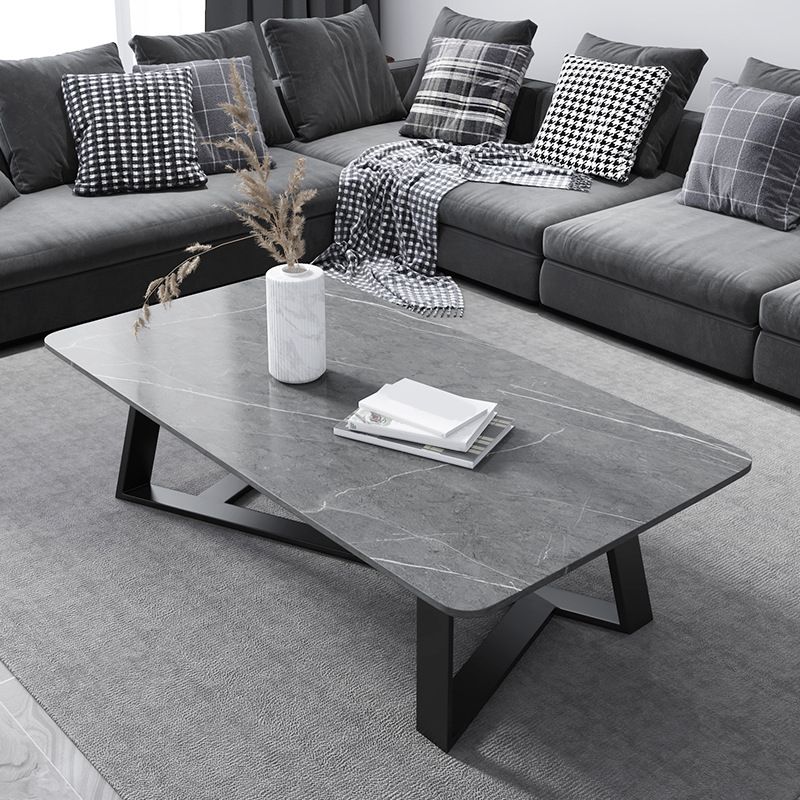 X-Base Coffee Cocktail Table Rectangle Coffee Table with Marble Top Clearhalo 'Coffee & Accent Tables' 'Coffee Tables' 'coffee_tables' 'furn' 'furn_coffee_tables' 'Furniture' 'Living Room Furniture' 1200x1200_776ada75-353c-4c1b-9b1c-6295f7420547