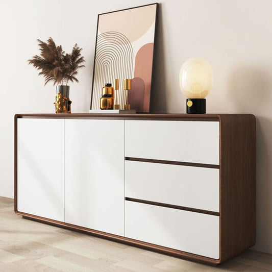 Credenza in stile contemporaneo a buffet da pranzo in legno con armadi e cassetti