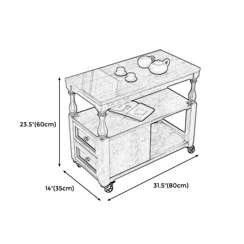 13.7" W X 23.6" H Farmhouse Wood Side Table Two-Drawer Side Table with Wheels Clearhalo 'Coffee & Accent Tables' 'End & Side Tables' 'end_side_tables' 'furn' 'furn_end_side_tables' 'Furniture' 'Living Room Furniture' 1200x1200_776f4d02-8629-49c3-9c60-ac3ce37451a9