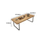 Scandinavian Rectangle Cocktail Table with Pine Wood Top and Iron Sled Base
