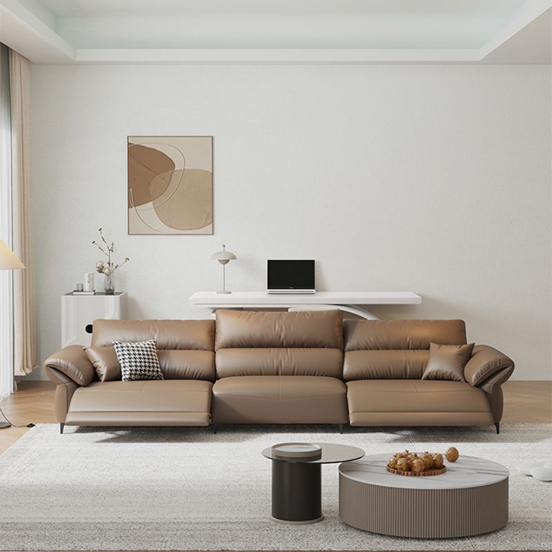 Pillow Top Arm Power - Push Button Scratch Resistant Genuine Leather Sofa