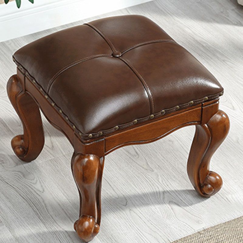Mid-Century Modern Pouf Ottoman Genuine Leather Tufted Nailhead Trim Rectangle Ottoman Clearhalo 'furn' 'furn_ottomans_poufs' 'Furniture' 'Living Room Furniture' 'Ottomans & Poufs' 'ottomans_poufs' 1200x1200_7771f835-2ea6-40ee-91be-5e8b61765592