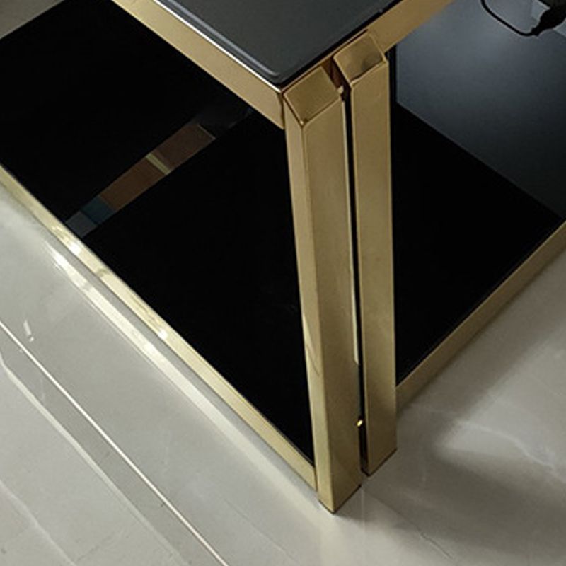 Mesa lateral de acero inoxidable cuadrado Mesa auxiliar de un solo estante negro/blanco