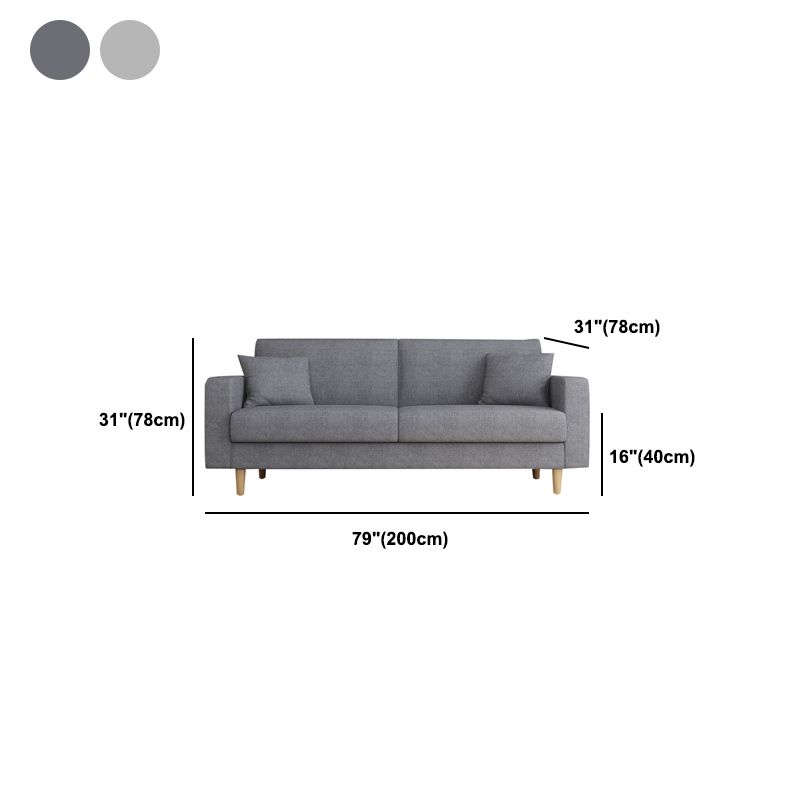 Canapé en tissu contemporain canapé de bras carré de 3 places avec 2 oreillers