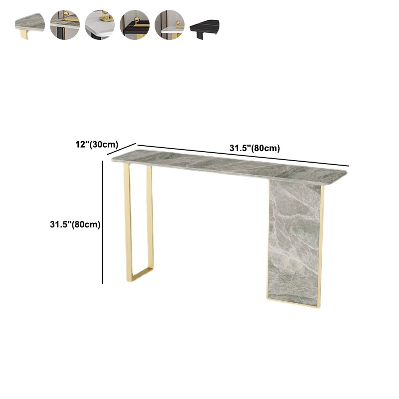 Tavolo di accento di base di ferro con top di pietra rettangolo per console Hall