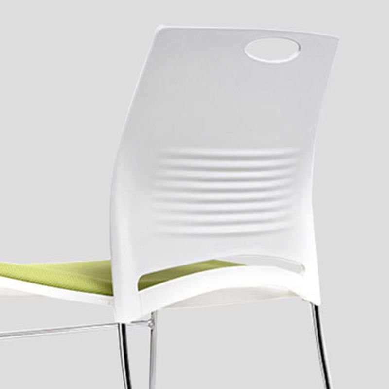 Silla de escritorio contemporánea de 18" de ancho, color blanco, sin ruedas, silla de oficina